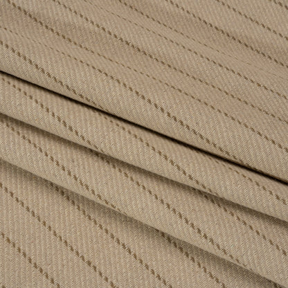 Brushed Wool Blend Twill - Beige and Brown Chalk Stripes - Deadstock Folded