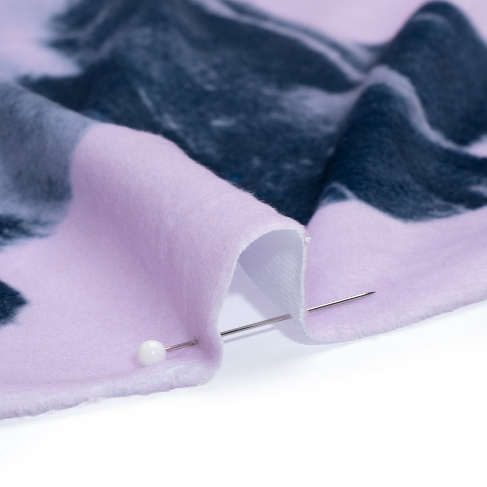 Recycled Polyester Minky Panel - Lavender and White Pawsitive Vibes Dogs on Ombre - Deadstock - Detail