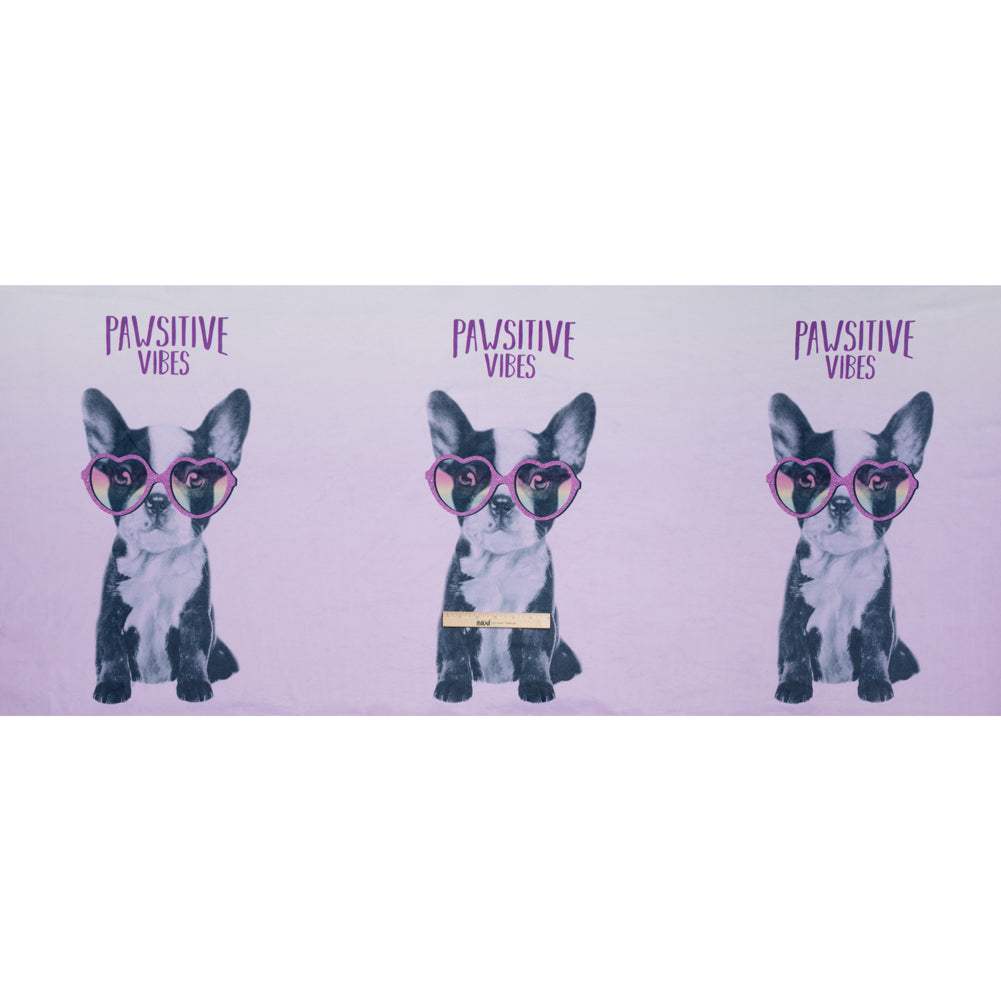 Recycled Polyester Minky Panel - Lavender and White Pawsitive Vibes Dogs on Ombre - Deadstock - Full