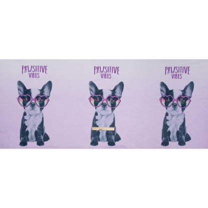 Recycled Polyester Minky Panel - Lavender and White Pawsitive Vibes Dogs on Ombre - Deadstock