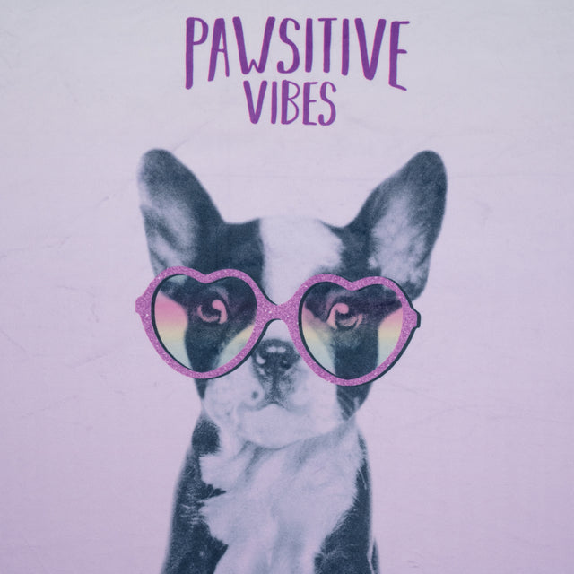 Recycled Polyester Minky Panel - Lavender and White Pawsitive Vibes Dogs on Ombre - Deadstock