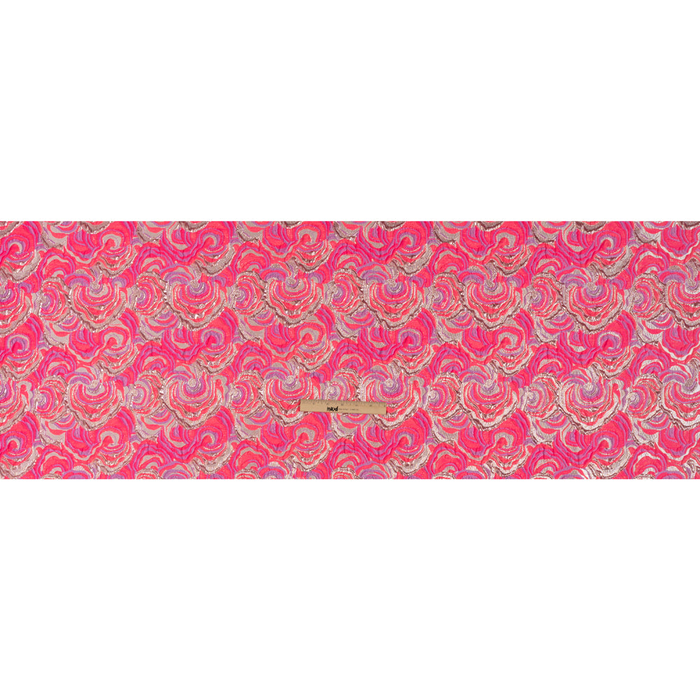 Swirls Luxury Brocade - Neon Pink, Purple and Metallic Rose Gold - Full