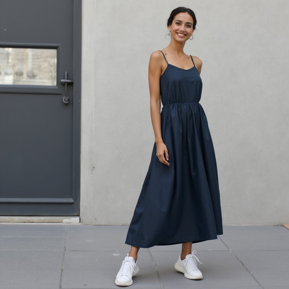 Stretch Cotton Poplin - Navy - Chancay Collection - Editorial