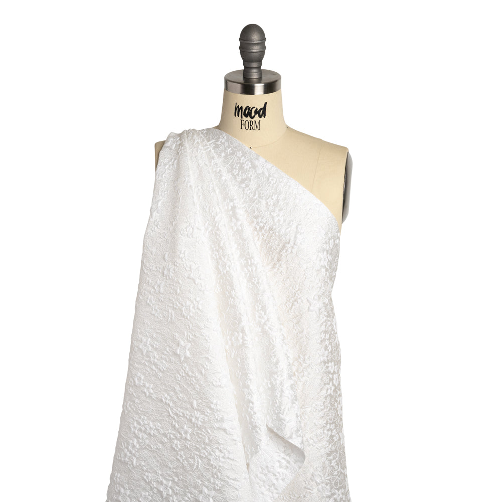 Metallic Luxury Brocade - White Little Flowers - Drape