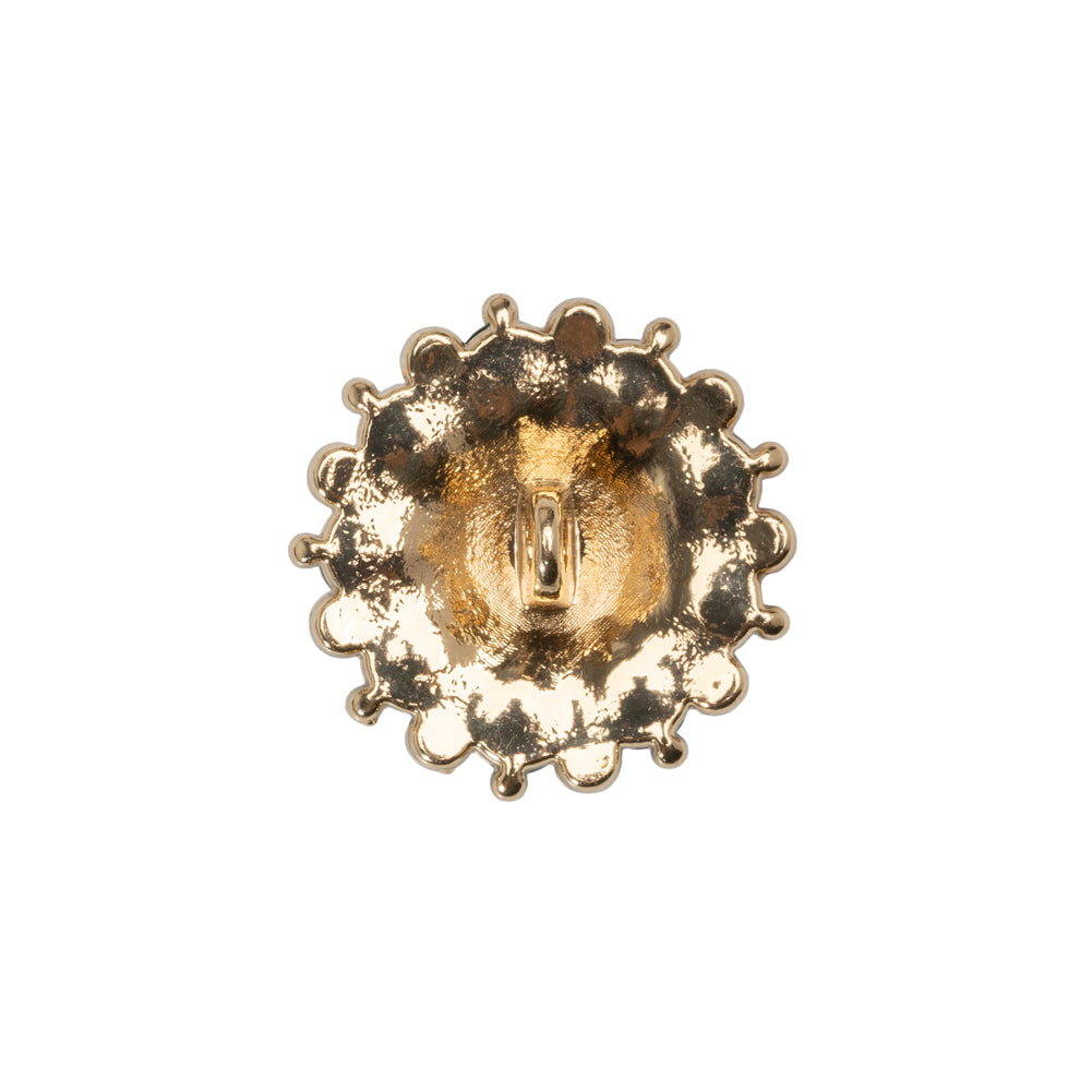 Rhinestone and Metal Shank Back Button - 32L/20mm - Green and Gold Little Daisy - Detail