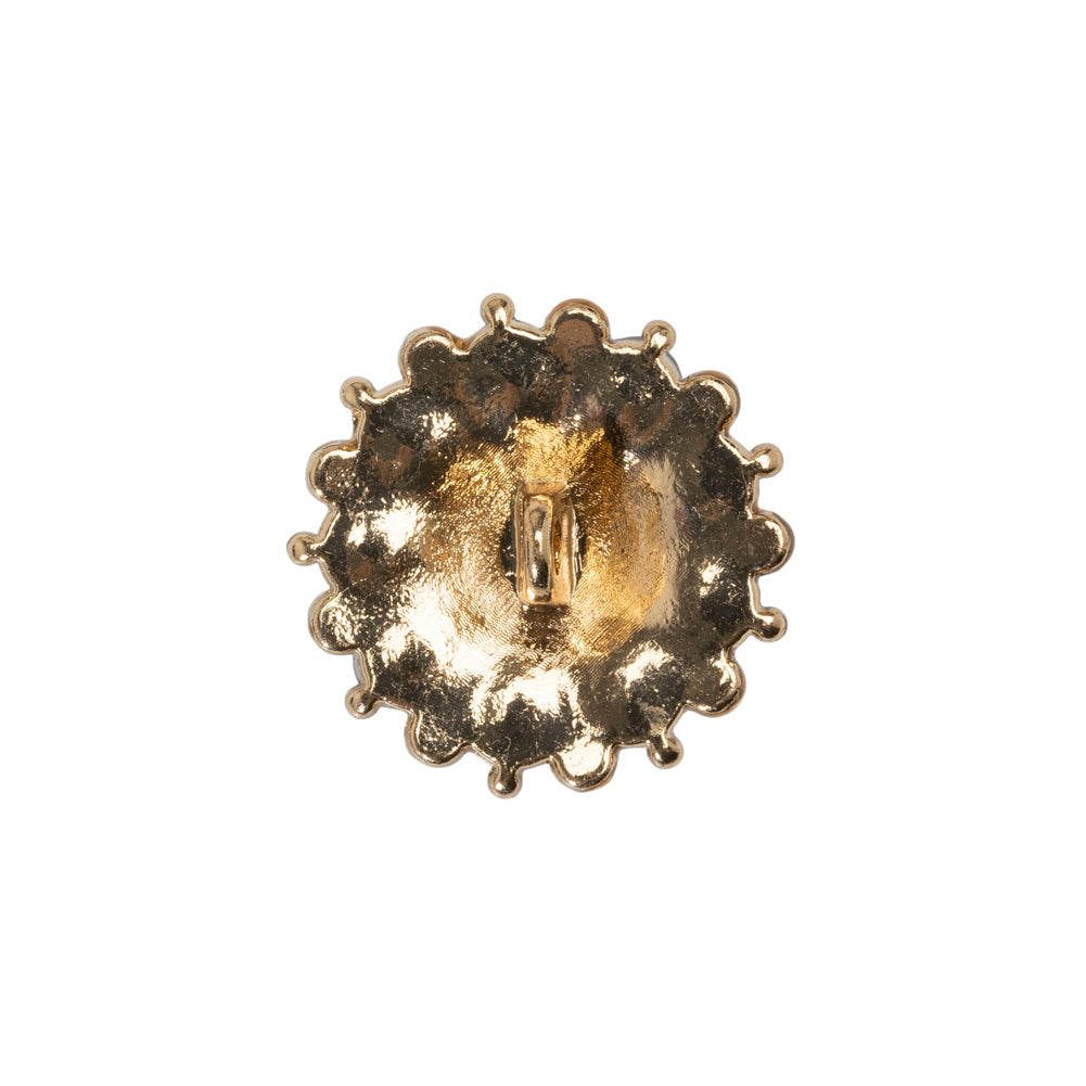 Rhinestone and Metal Shank Back Button - 32L/20mm - Blue and Gold Little Daisy - Detail