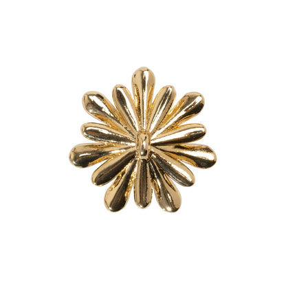 Enameled Metal and Pearl Shank Back Button - 36L/23mm - Green, Pearl White, and Gold Flower