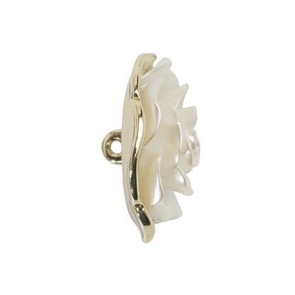 Metal 3D Shank Back Button - 40L/25.5mm - Pearlescent Ivory and Gold Rose