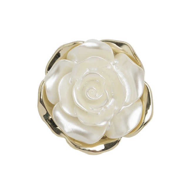Metal 3D Shank Back Button - 40L/25.5mm - Pearlescent Ivory and Gold Rose