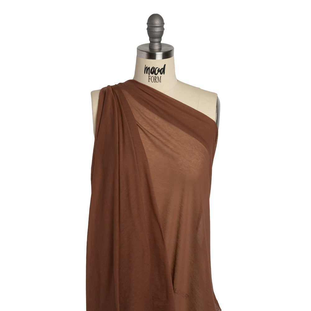 Featherweight Rayon Jersey - Auburn Brown - Designer Deadstock Drape