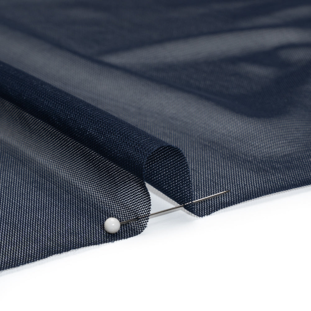 Crisp Polyester Stretch Mesh - Navy - Designer Deadstock - Detail