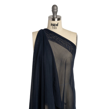 Crisp Polyester Stretch Mesh - Navy - Designer Deadstock