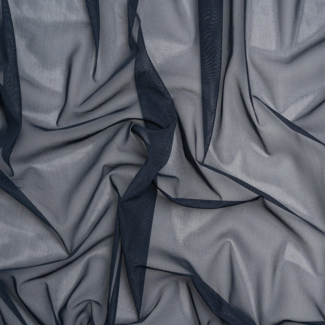 Crisp Polyester Stretch Mesh - Navy - Designer Deadstock