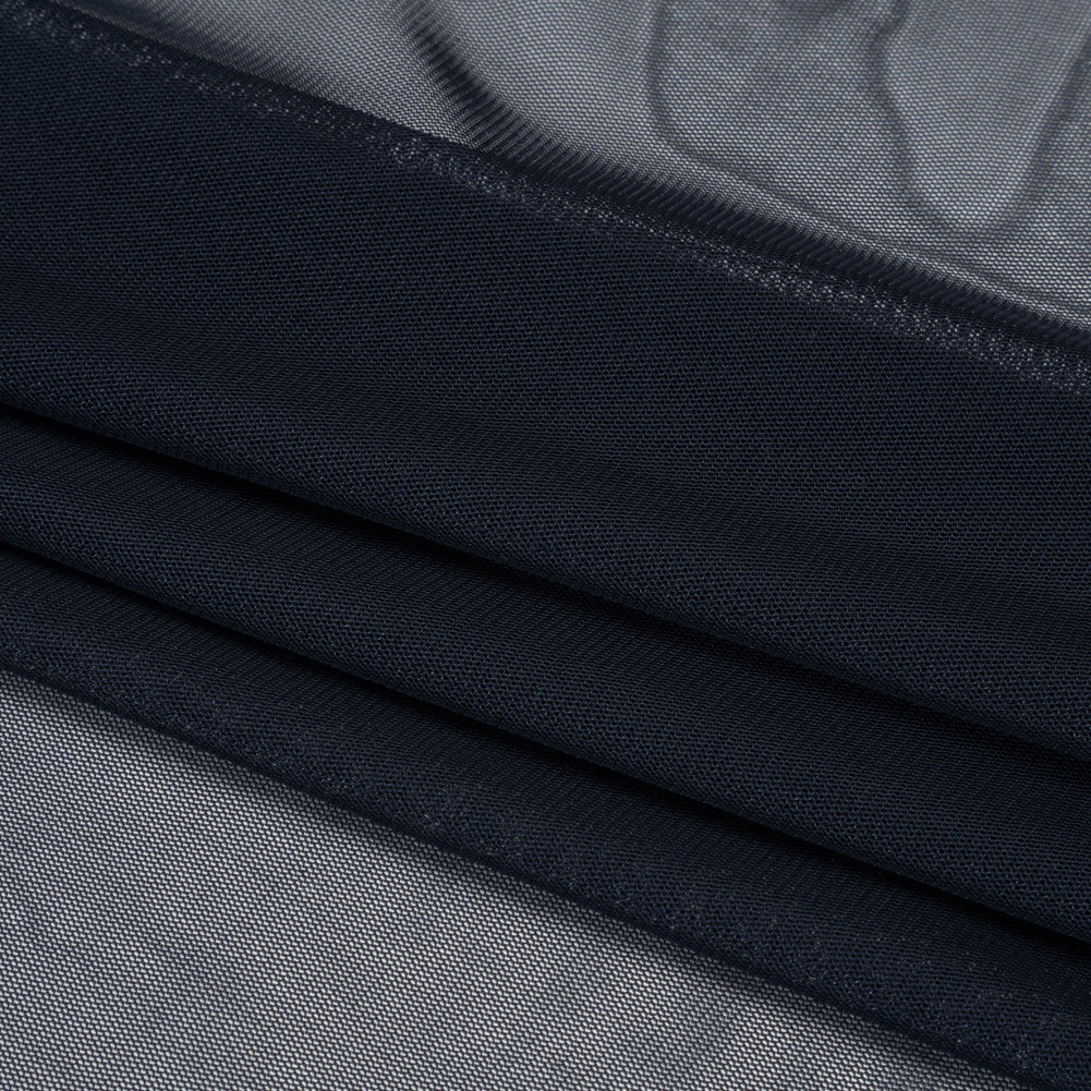 Polyester Stretch Mesh - Navy - Designer Deadstock - Folded