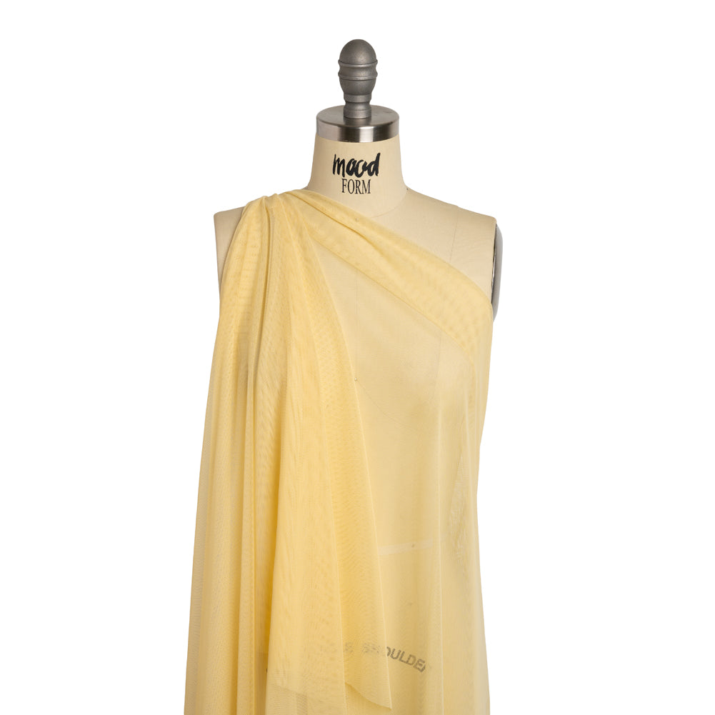 Polyester Stretch Mesh - Lemon Yellow - Designer Deadstock - Drape