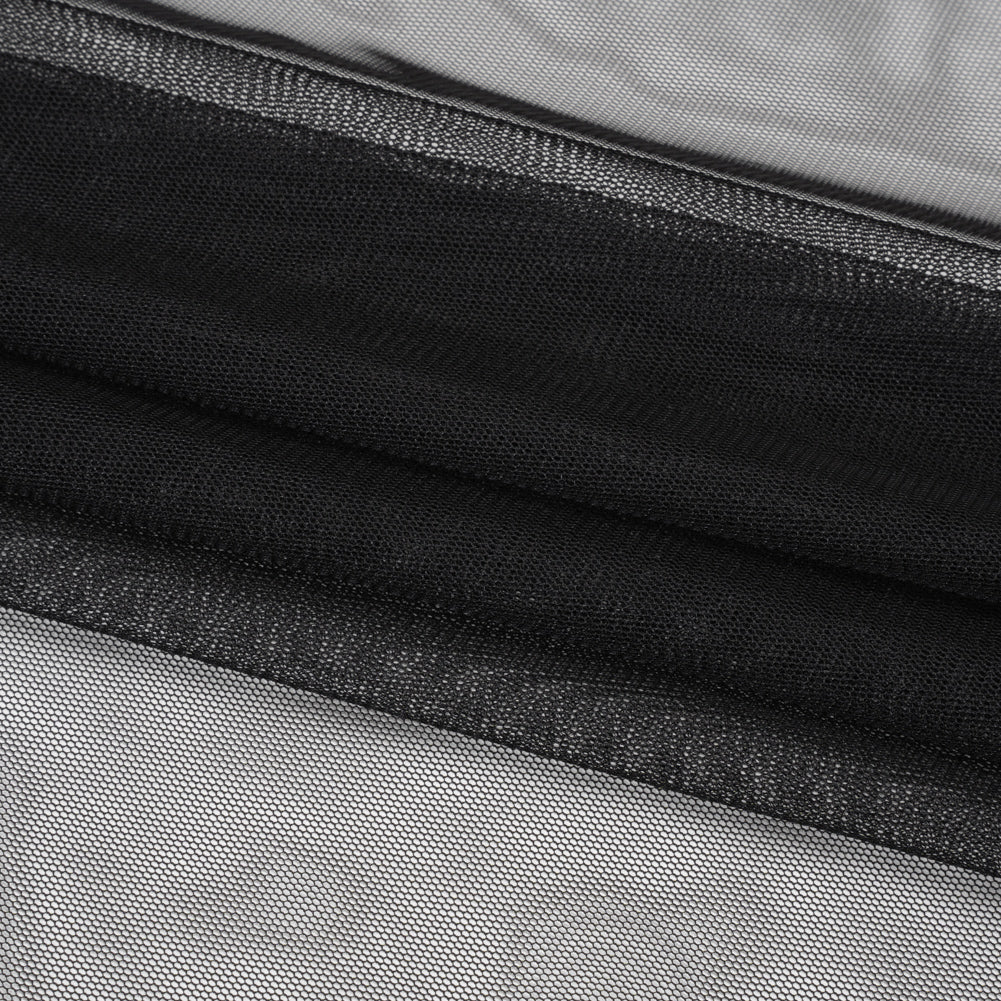 Crisp Polyester Tulle - Black - Designer Deadstock - Folded