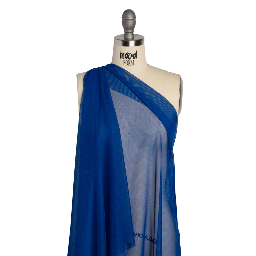Polyester Stretch Mesh - Cobalt Blue - Designer Deadstock - Drape