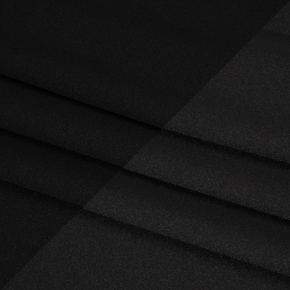 Polyester Crepe Faced Interlock Knit - Black - Designer Deadstock - Folded