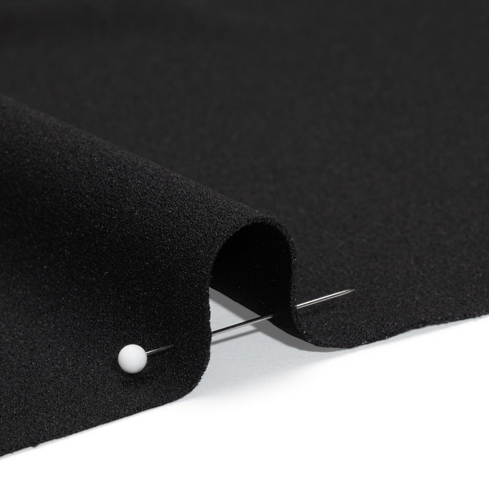 Polyester Crepe Faced Interlock Knit - Black - Designer Deadstock - Detail