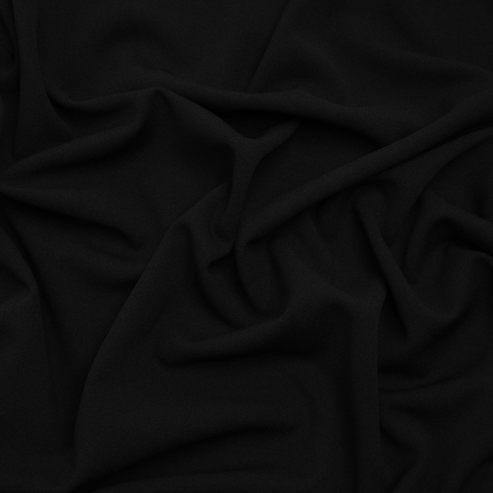 Polyester Crepe Faced Interlock Knit - Black - Designer Deadstock