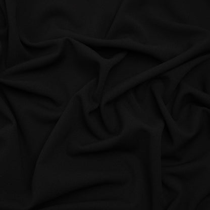Polyester Crepe Faced Interlock Knit - Black - Designer Deadstock