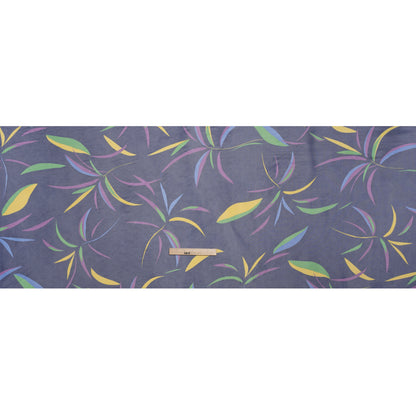 Polyester Stretch Mesh - Navy Blue, Purple and Green Leaf Party - Designer Deadstock
