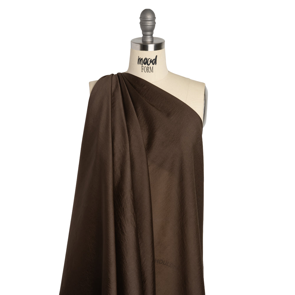 Lyocell and Polyester Lightweight Shirting - Chocolate Brown - Designer Deadstock - Drape