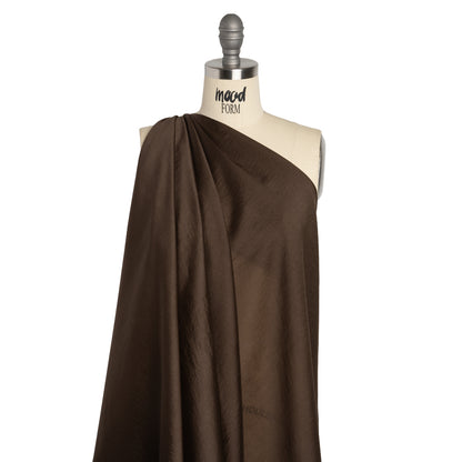 Lyocell and Polyester Lightweight Shirting - Chocolate Brown - Designer Deadstock