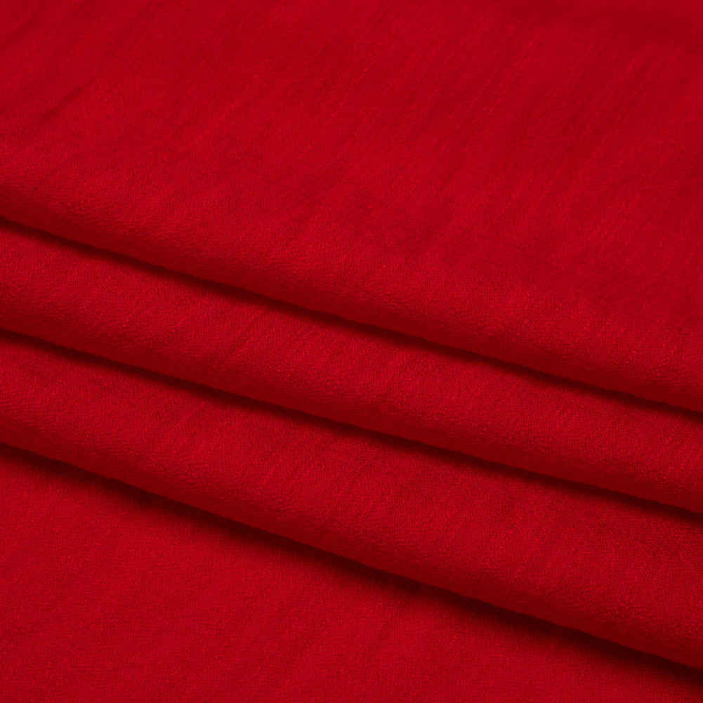 Viscose and Nylon Dobby - Red Geometric - Designer Deadstock - Folded