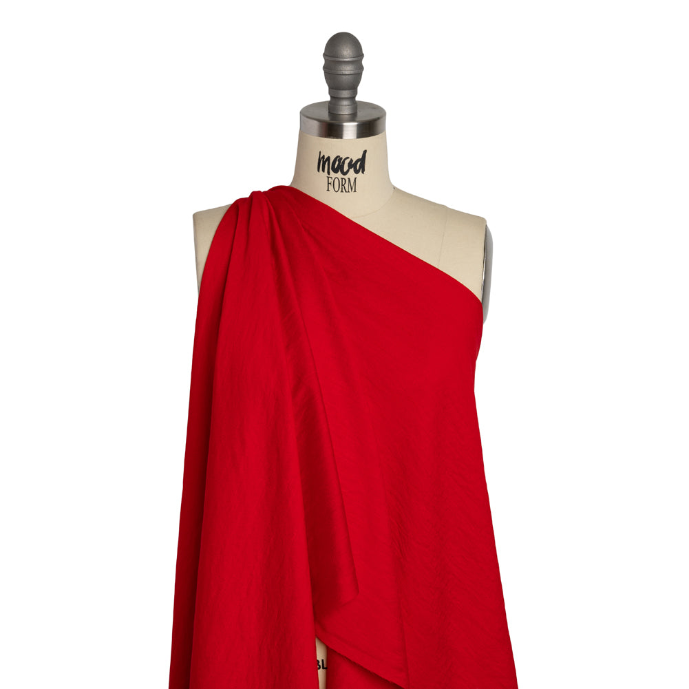 Viscose and Nylon Dobby - Red Geometric - Designer Deadstock - Drape