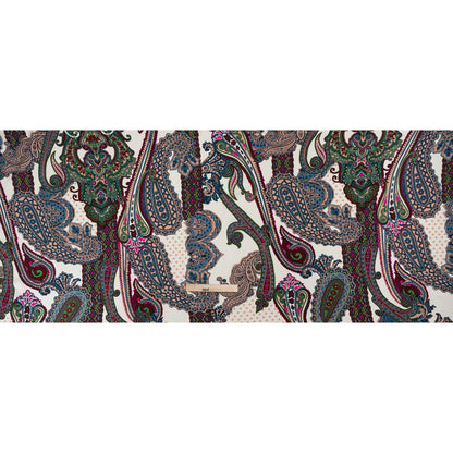 Rayon Twill - Blue, Red and Peachy Beige Paisley - Designer Deadstock