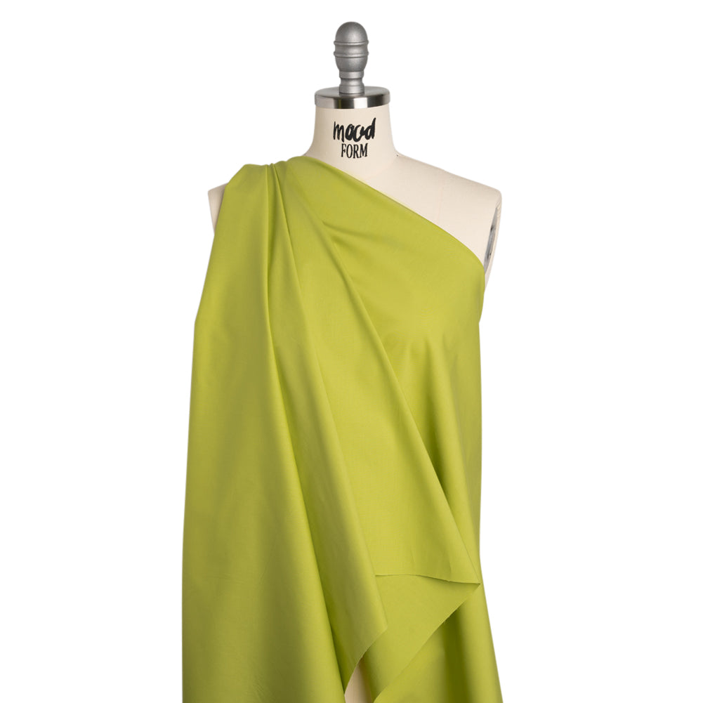 Stretch Cotton Poplin - Lime Green - Designer Deadstock - Drape