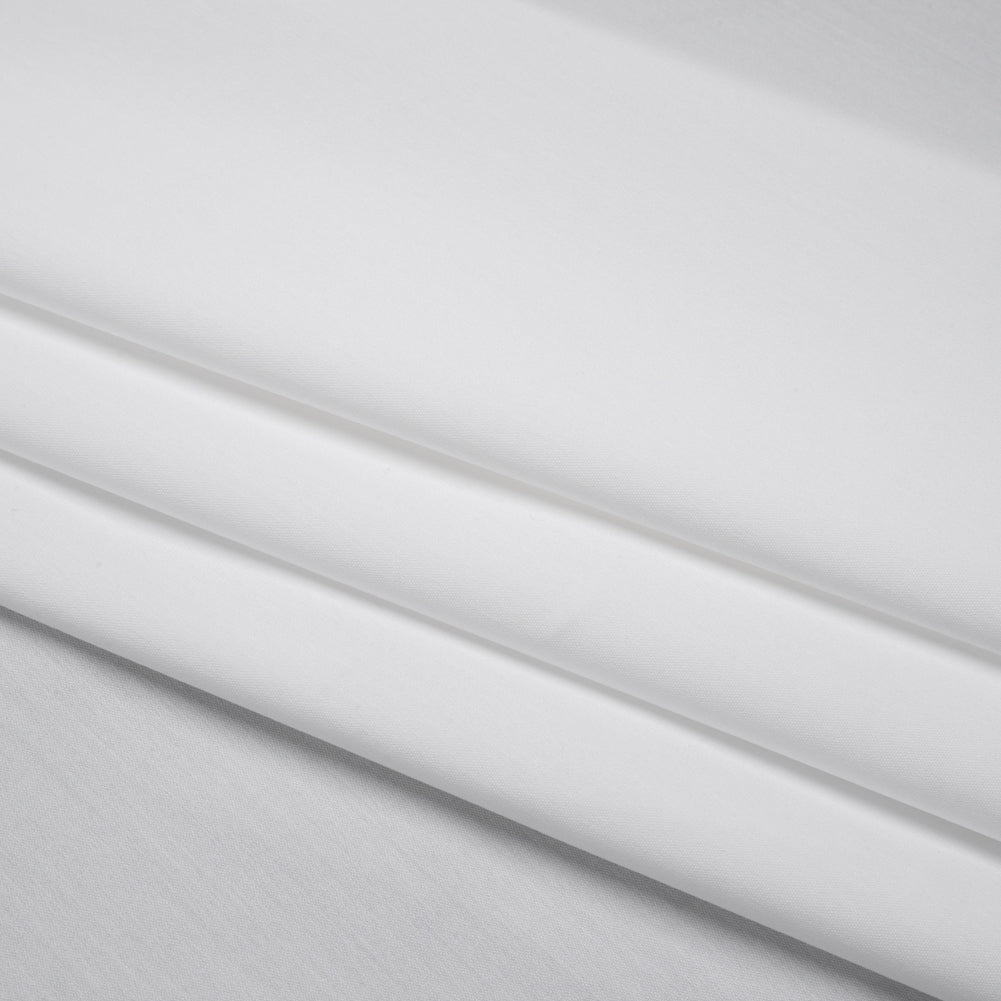 Stretch Cotton and Nylon Poplin - White - Designer Deadstock - Folded