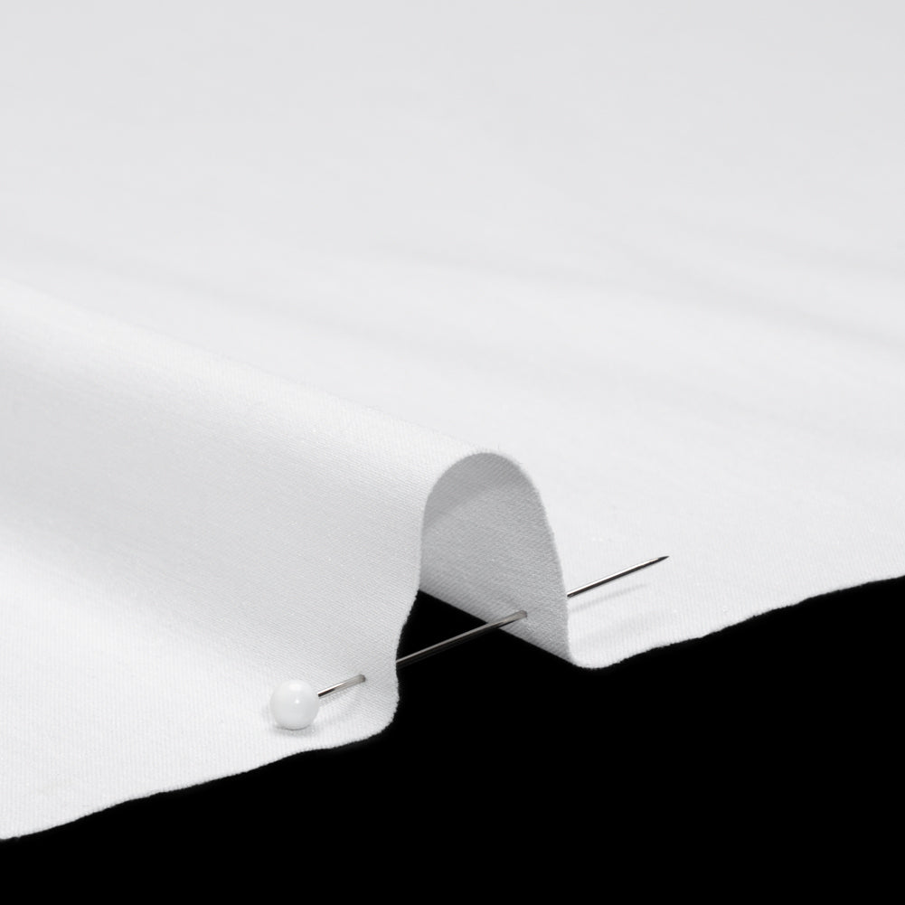 Stretch Cotton and Nylon Poplin - White - Designer Deadstock - Detail