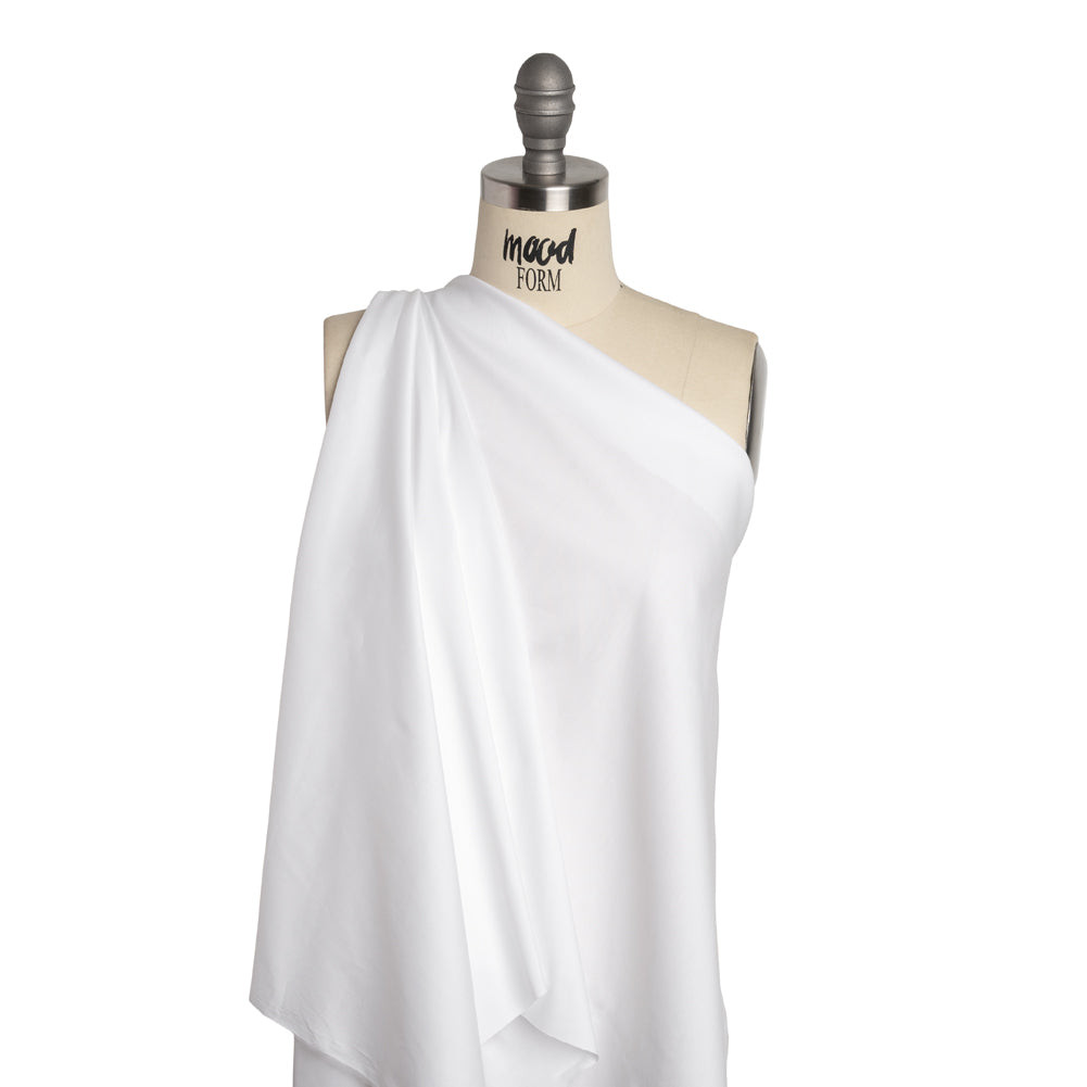 Stretch Cotton and Nylon Poplin - White - Designer Deadstock - Drape