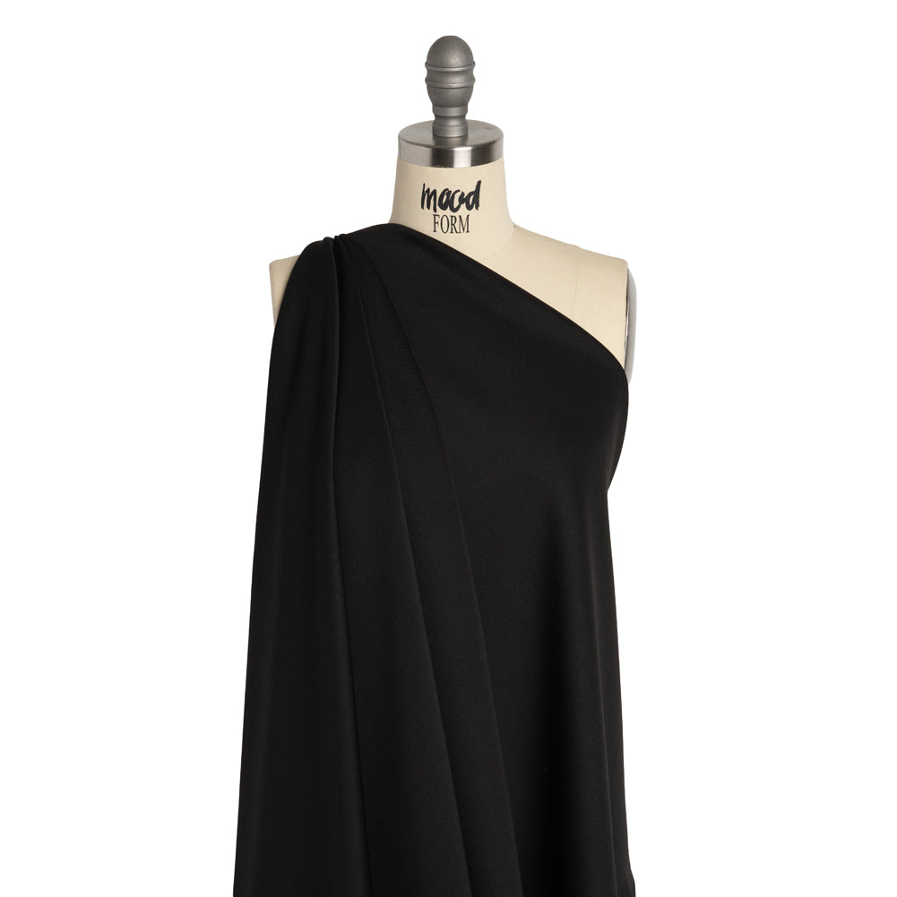 Stretch Polyester Scuba Knit - Black - Designer Deadstock - Drape