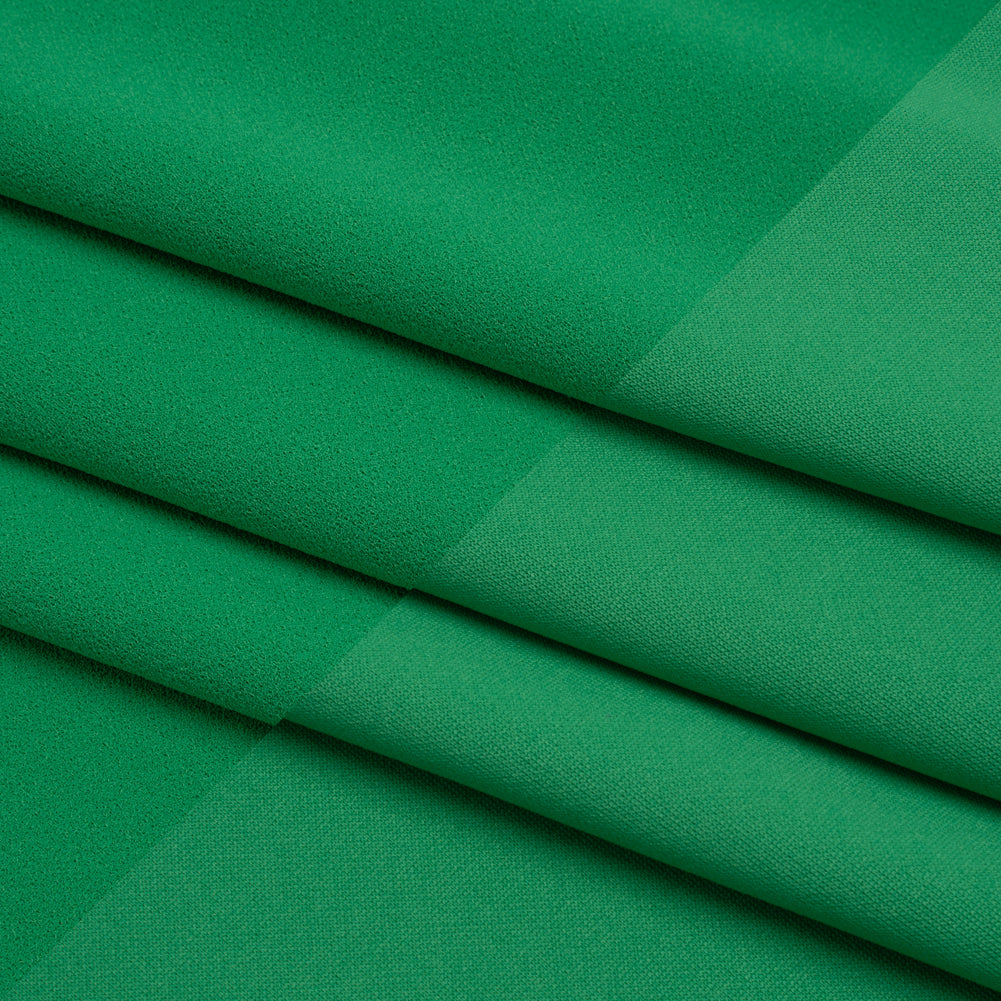 Stretch Polyester Crepe Double Knit - Dark Mint Green - Designer Deadstock - Folded