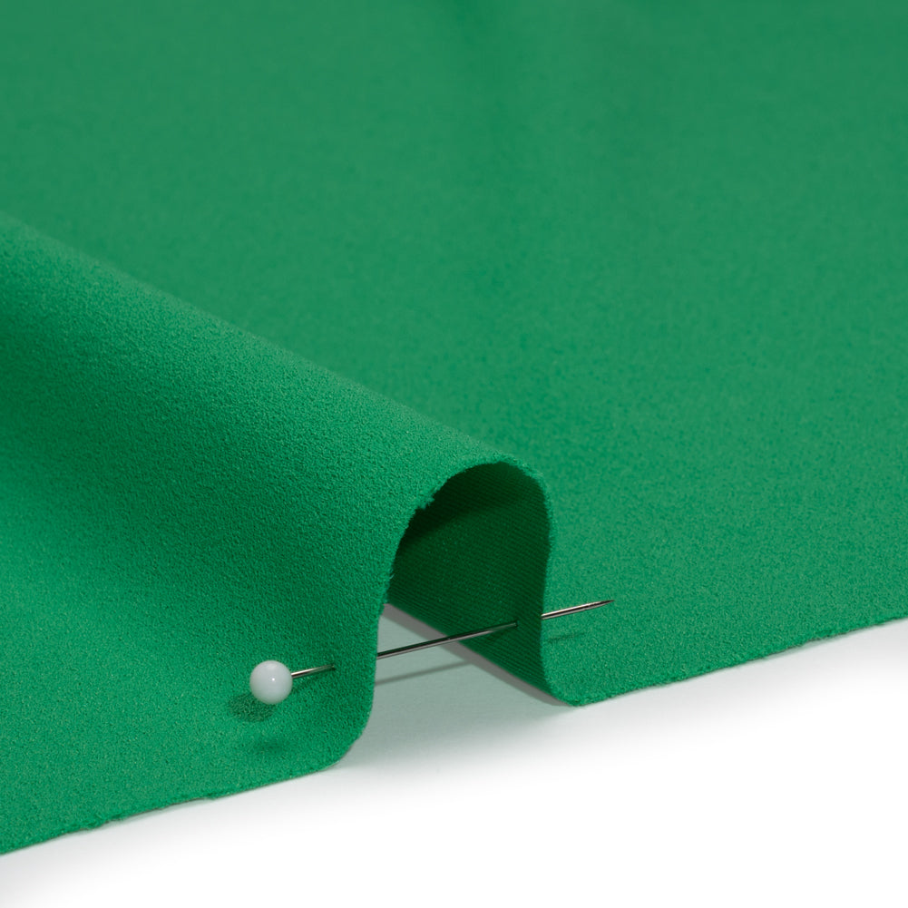 Stretch Polyester Crepe Double Knit - Dark Mint Green - Designer Deadstock - Detail