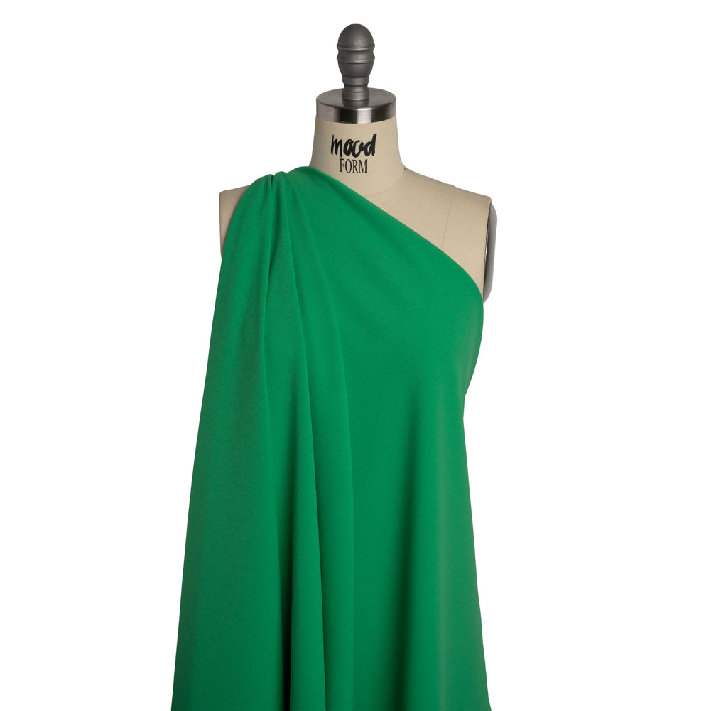 Stretch Polyester Crepe Double Knit - Dark Mint Green - Designer Deadstock - Drape