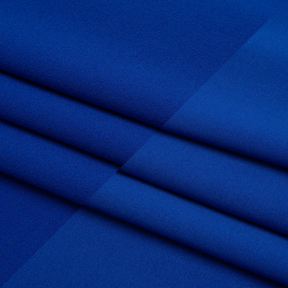 Stretch Polyester Crepe Double Knit - Cobalt Blue - Designer Deadstock - Folded