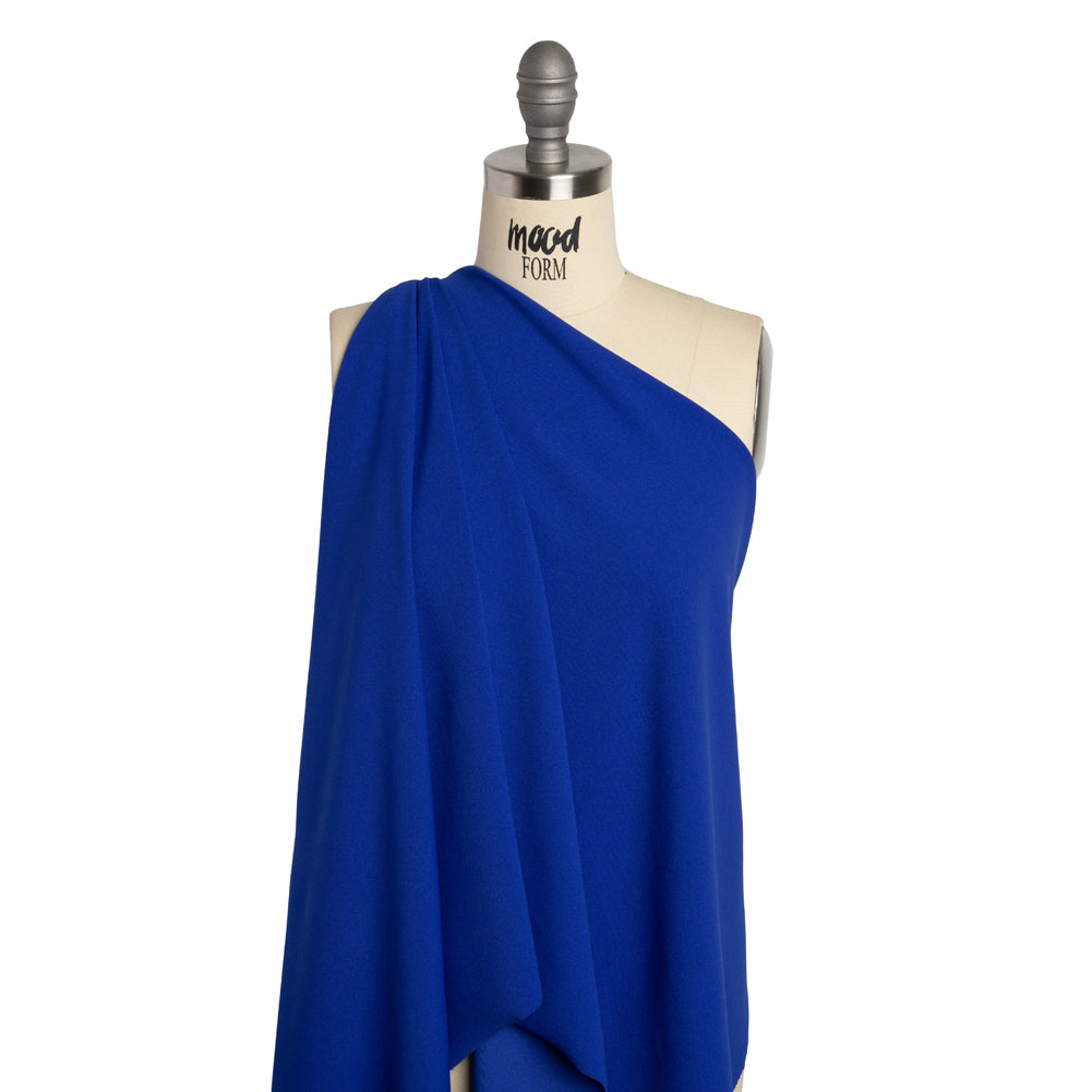 Stretch Polyester Crepe Double Knit - Cobalt Blue - Designer Deadstock - Drape