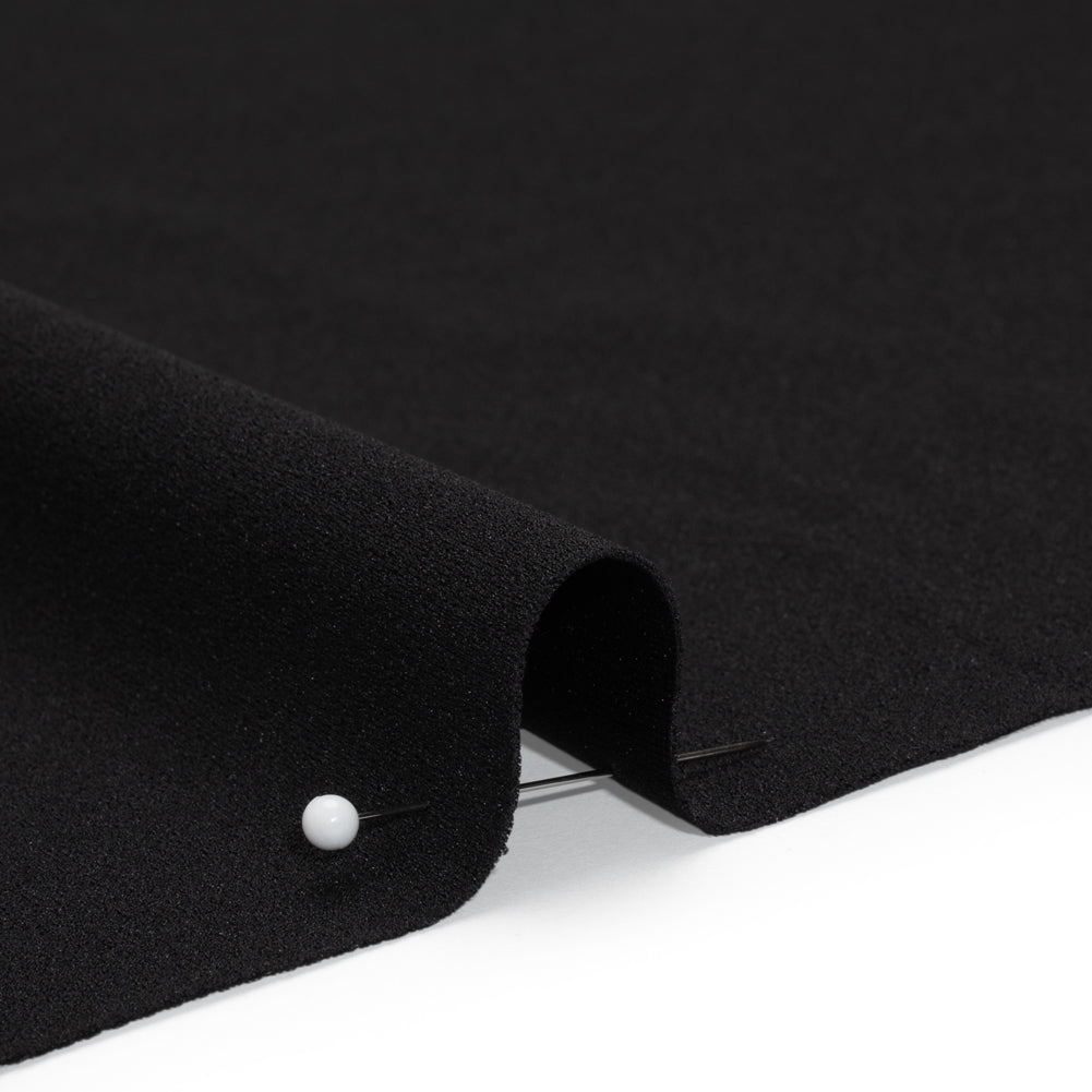 Stretch Polyester Crepe Double Knit - Black - Designer Deadstock - Detail