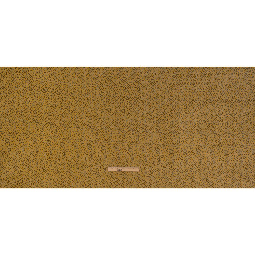 Polyester Chiffon with Gold Metallic Dots - Golden Olive and Black Little Dots - Made in Italy Full