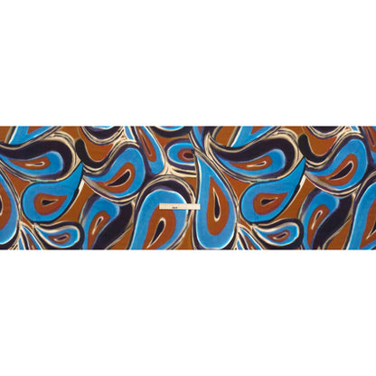 Rayon Crepe de Chine - Blue, Dark Purple and Burnt Orange Abstract Swirls - Made in Italy Drape