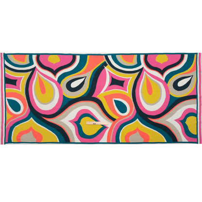 Rayon Shirting Panel - Yellow, Pink, and Marine Blue Simple Paisleys - Made in Italy Drape