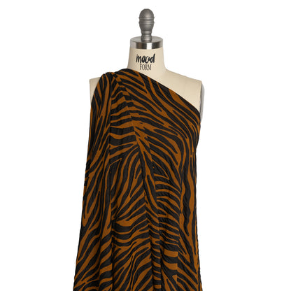 Stretch Knit Jacquard by Mara Hoffman - Burnt Orange and Black Tiger Stripes - Designer Deadstock