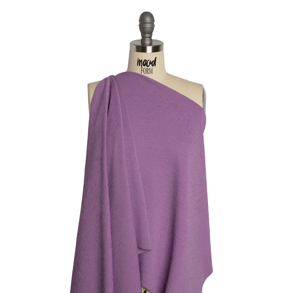 Stretch Knit Jacquard by Mara Hoffman - Lavender and Lilac Ribbed Candy Stripes - Designer Deadstock - Drape