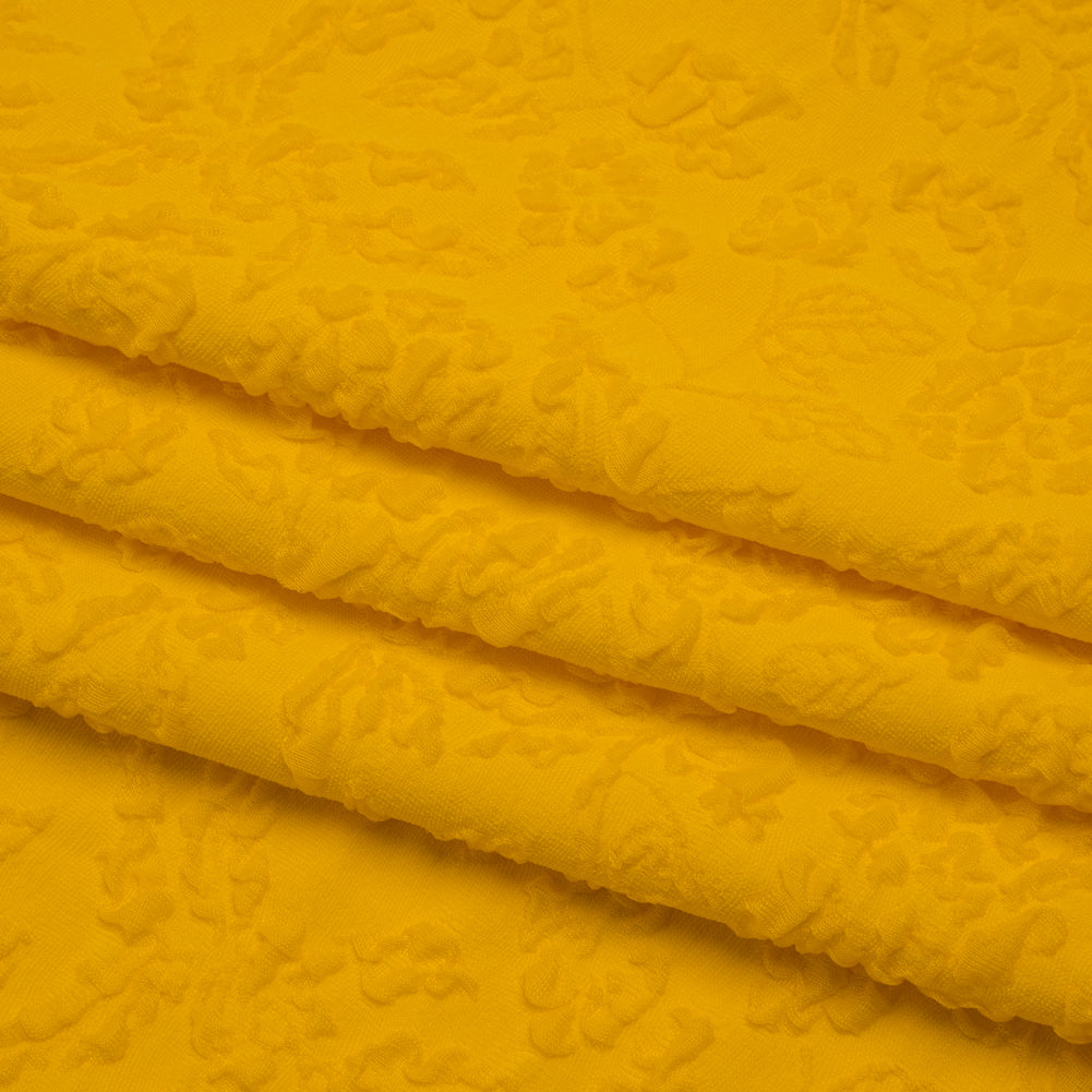 Textured Stretch Knit Jacquard by Mara Hoffman - Yellow Floral - Designer Deadstock - Folded