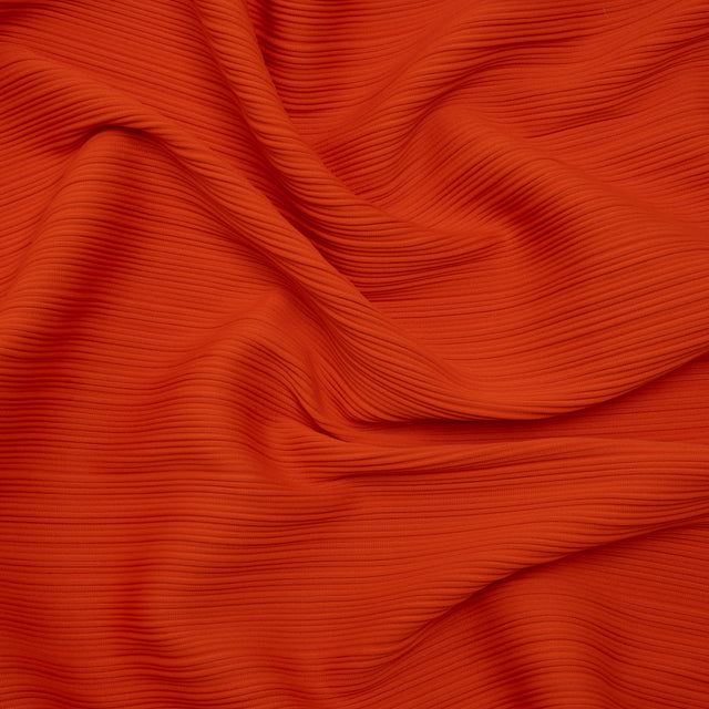 Ribbed Stretch Polyester Double Knit by Mara Hoffman - Blaze Orange - Designer Deadstock