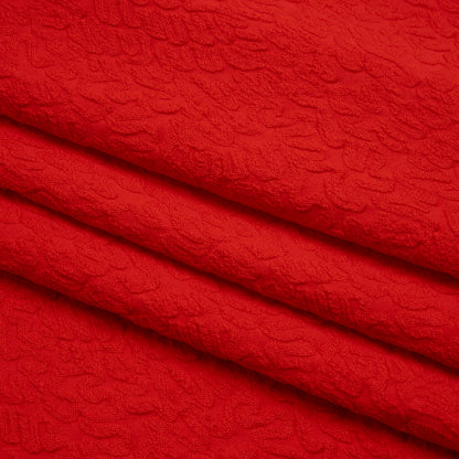 Stretch Polyester Jacquard Knit by Mara Hoffman - Red Orange Squiggles - Designer Deadstock